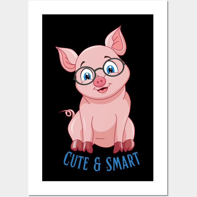 Cute and Smart Cookie Sweet little pink piggy in glasses cute baby outfit Wall Art by BoogieCreates